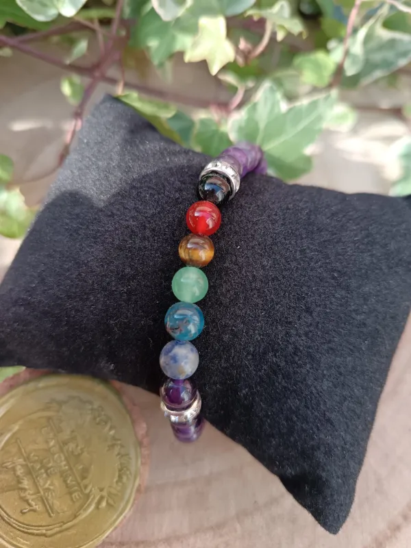 bracelet 7 chakras et améthyste - Image 2