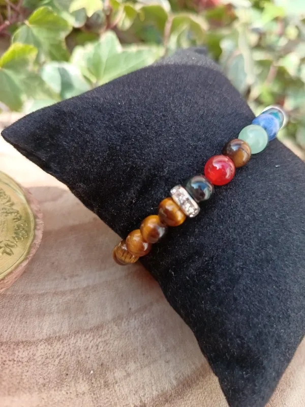 bracelet 7 chakras et oeil de tigre - Image 3