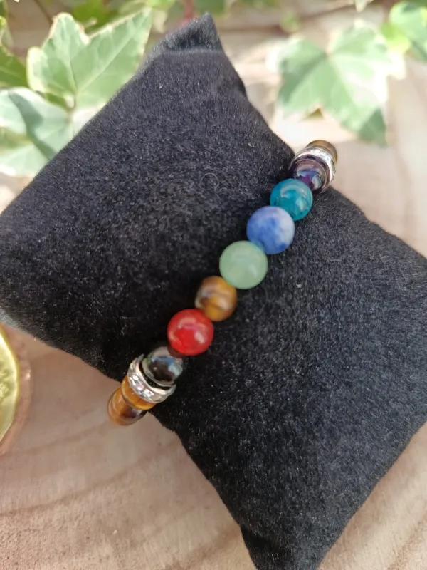 bracelet 7 chakras et oeil de tigre - Image 4