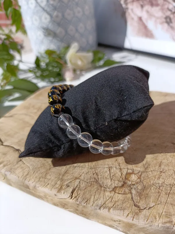bracelet d'obsidienne et cristal de roche - Image 2