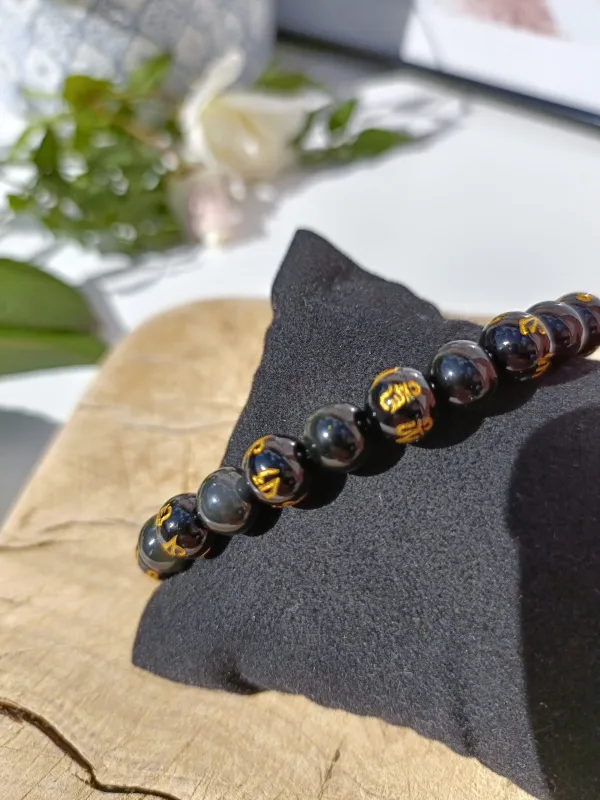 Bracelet d'obsidienne avec mantras - Image 2