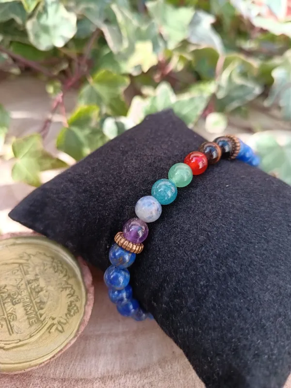 bracelet 7 chakras lapis lazuli 6mm