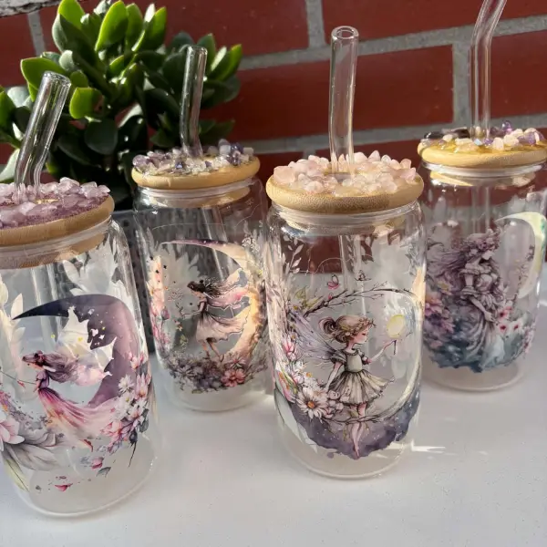 Verre à café glacé thème fée